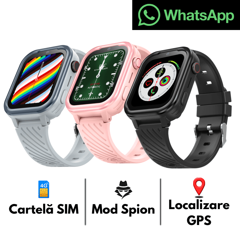 Smartwatch pentru copii cu cartela SIM GITECH G39 Localizare GPS Mod Spion Whatsapp Smartwatch Copii 4G, WhatsApp, Cartelă SIM, GPS, Wi-Fi, Cameră, Mod Spion, Buton SOS, Apel Video-Vocal, Mesaje, GeoFence - GITECH® G39 - imagine 1