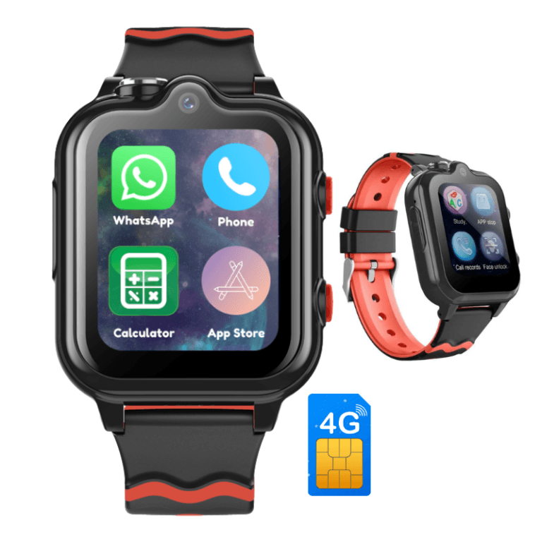 Ceas Smartwatch GITECH D35 Negru – Apeluri Video, GPS, Cartelă SIM și Mesaje WhatsApp
