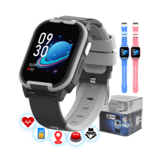 Smartwatch copii GITECH G24 negru 4G cu GPS, apel video, SOS și control parental
